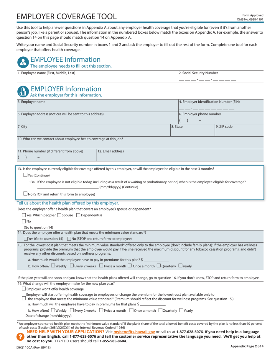 Form DHS1100A Application for Health Coverage  Help Paying Costs (Short Form) - Hawaii, Page 7