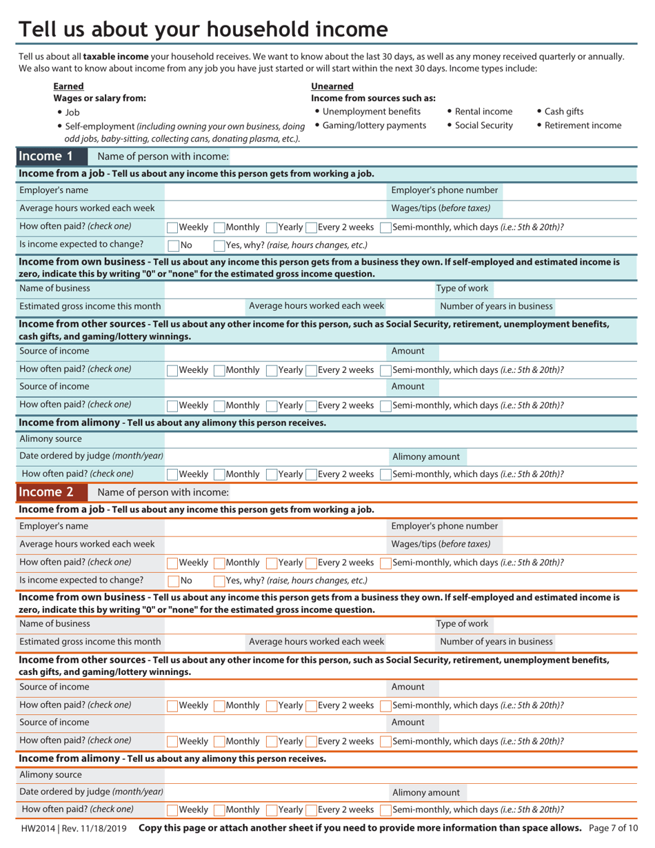 Form HW2014 Application for Health Coverage Assistance - Idaho, Page 9