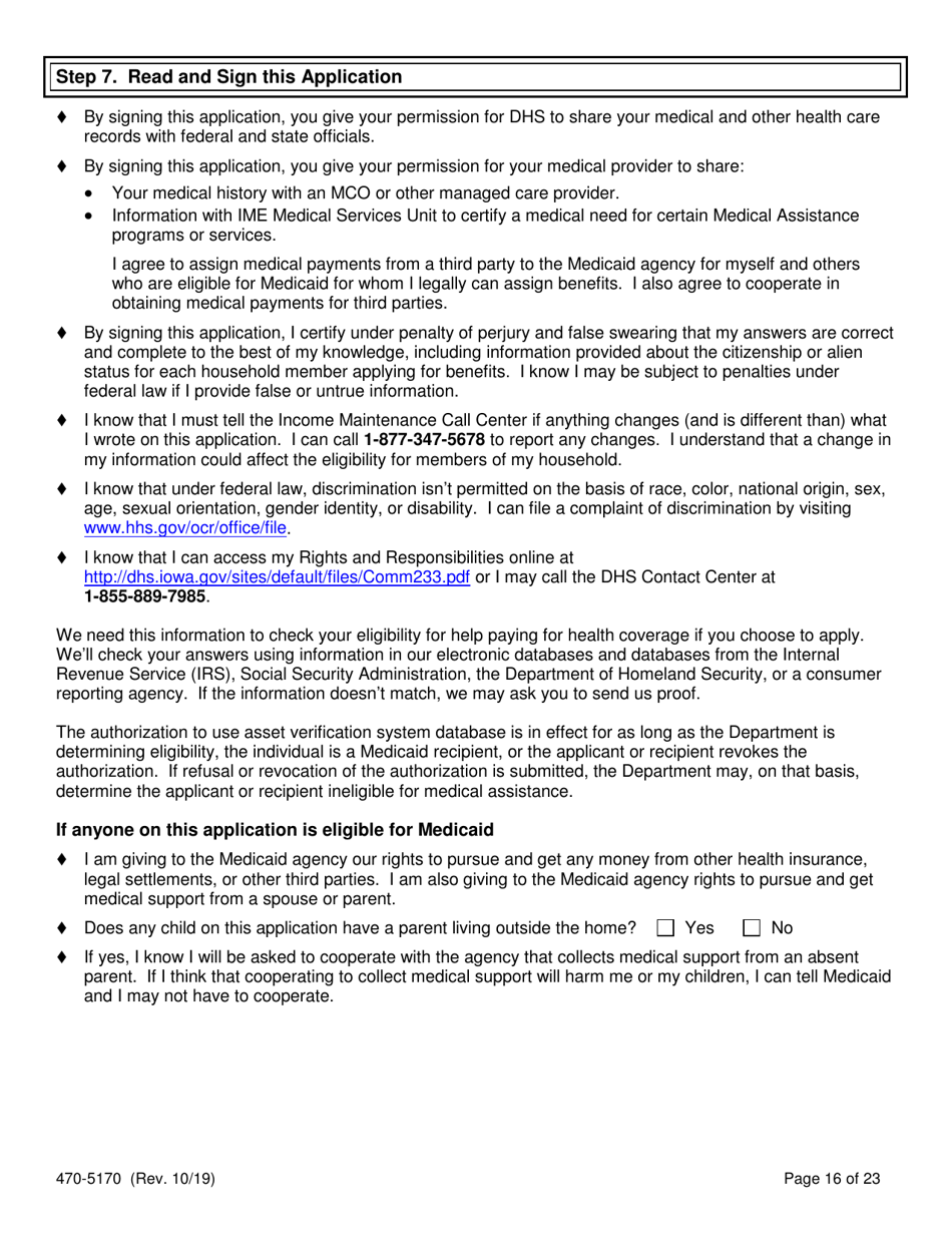Form 470-5170 Application for Health Coverage and Help Paying Costs - Iowa, Page 18