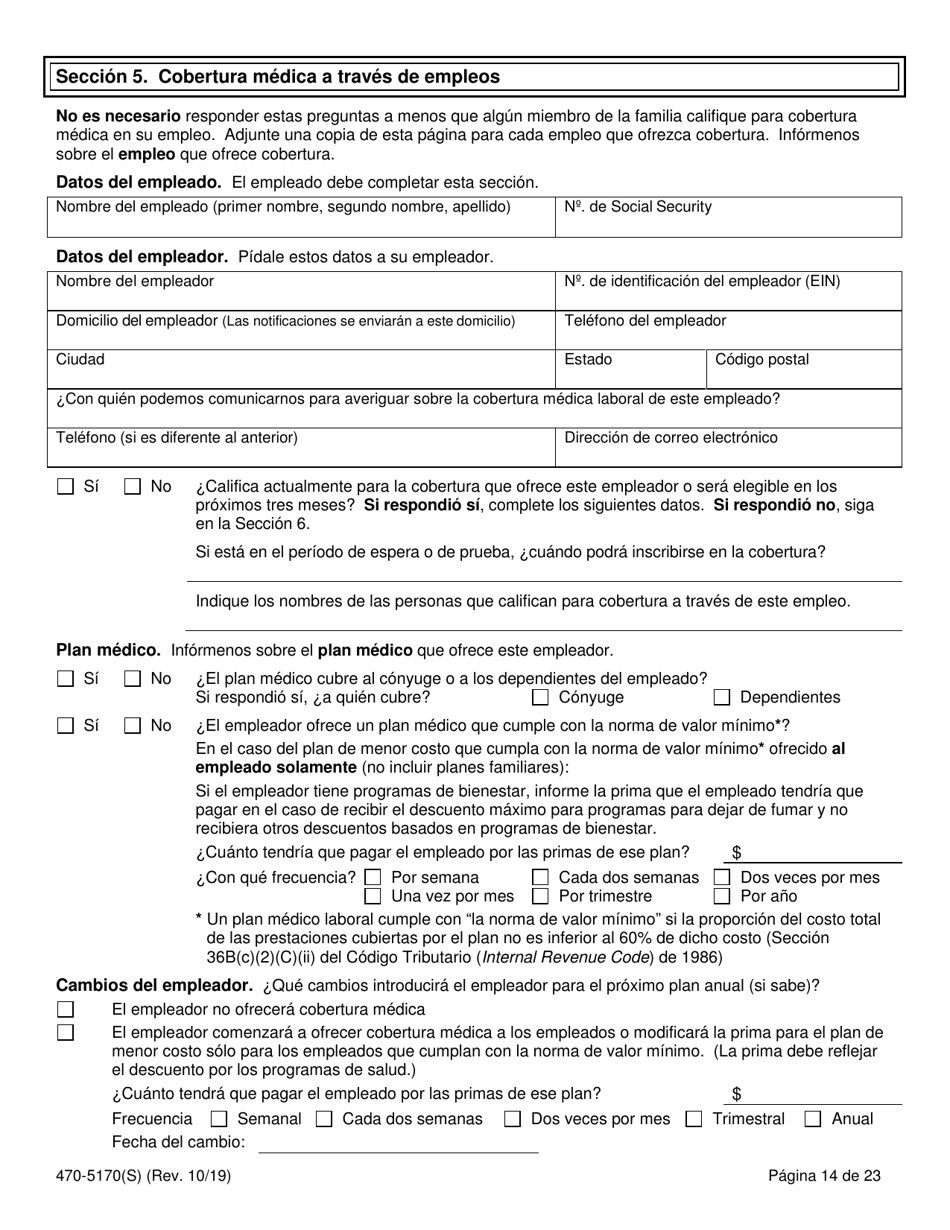 Form 470-5170(S) Solicitud De Cobertura Medica Y Asistencia Para Abonar El Costo - Iowa, Page 16