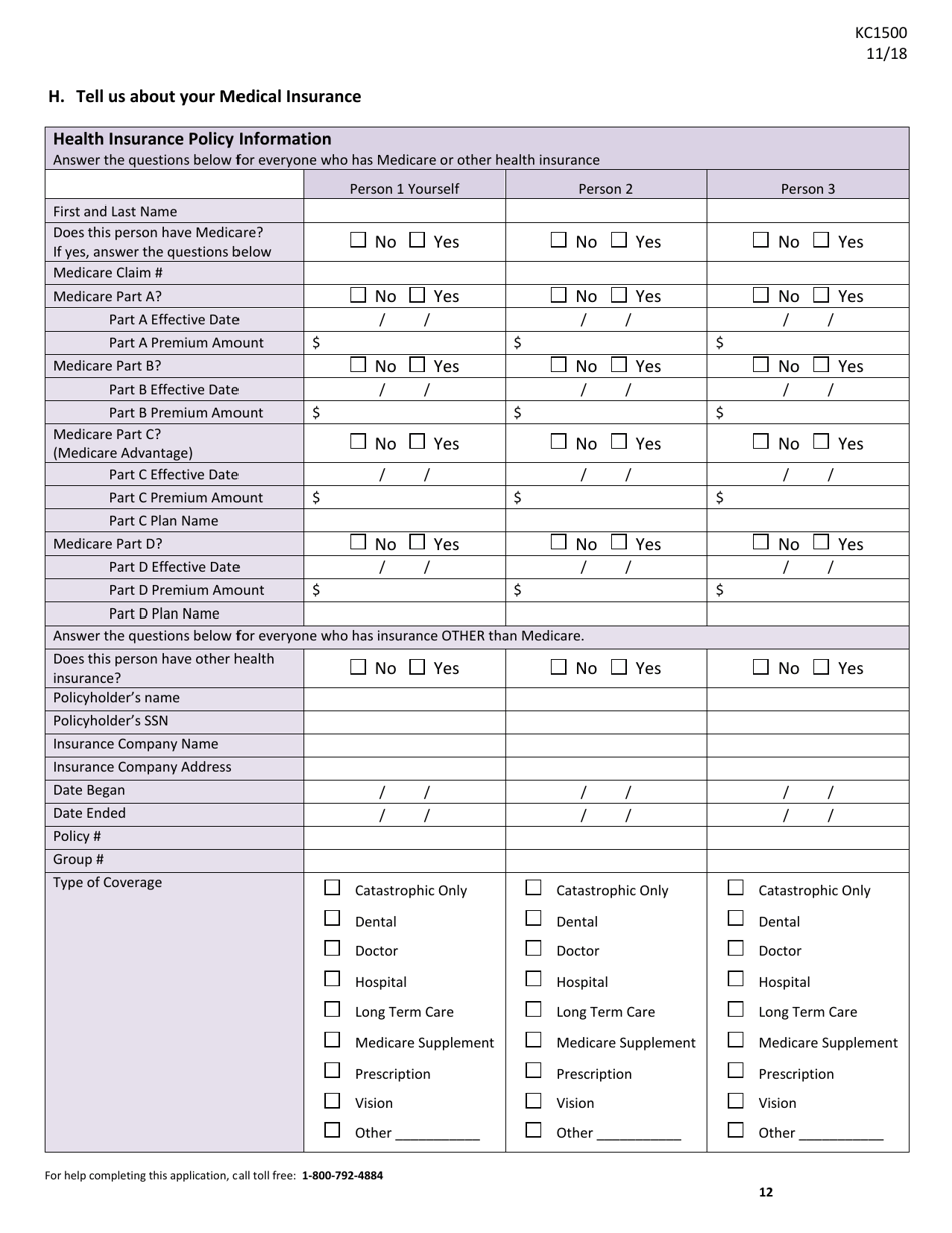 Form KC1500 Application for Medical Assistance for the Elderly and Persons With Disabilities - Kansas, Page 12