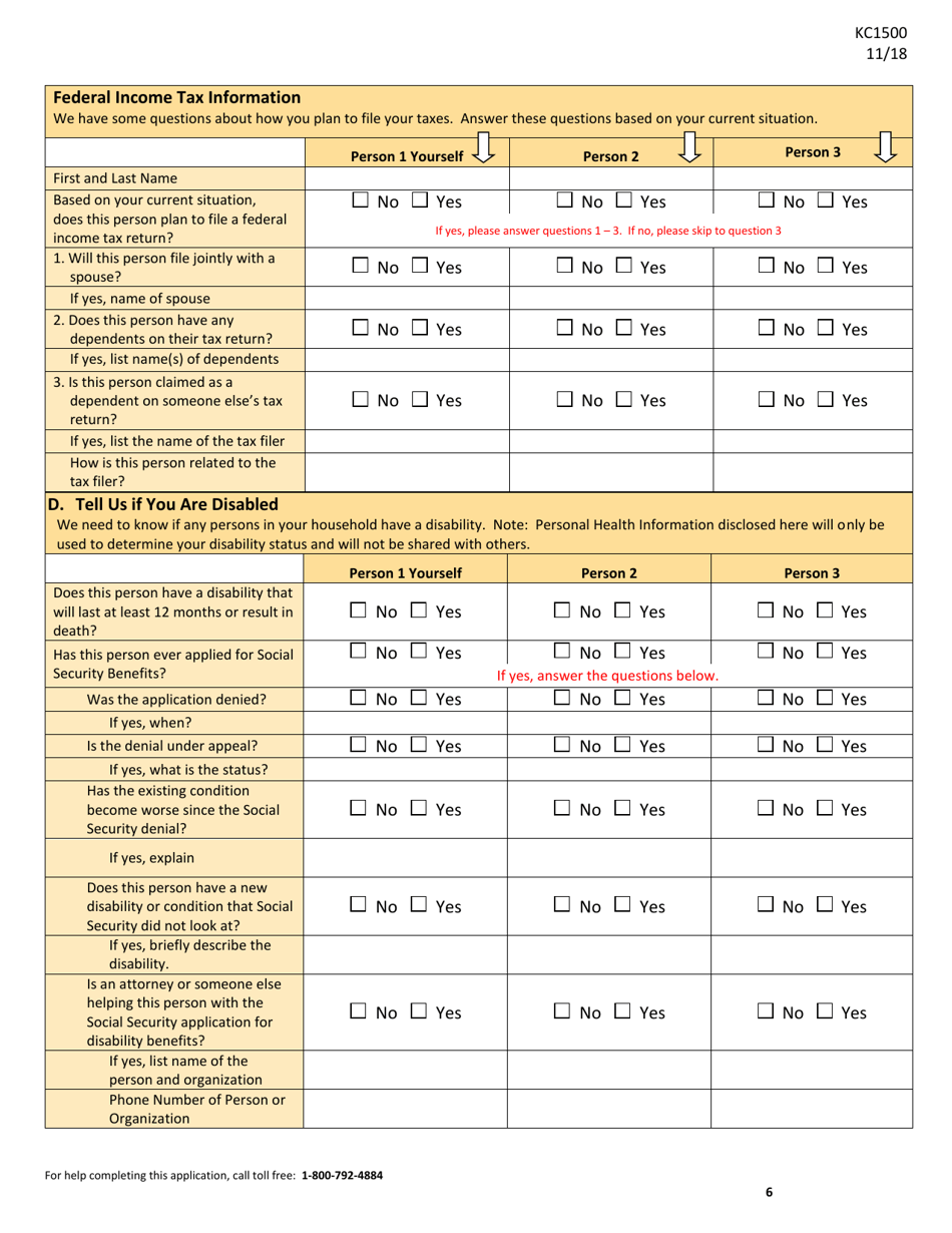 Form KC1500 - Fill Out, Sign Online And Download Printable PDF, Kansas ...