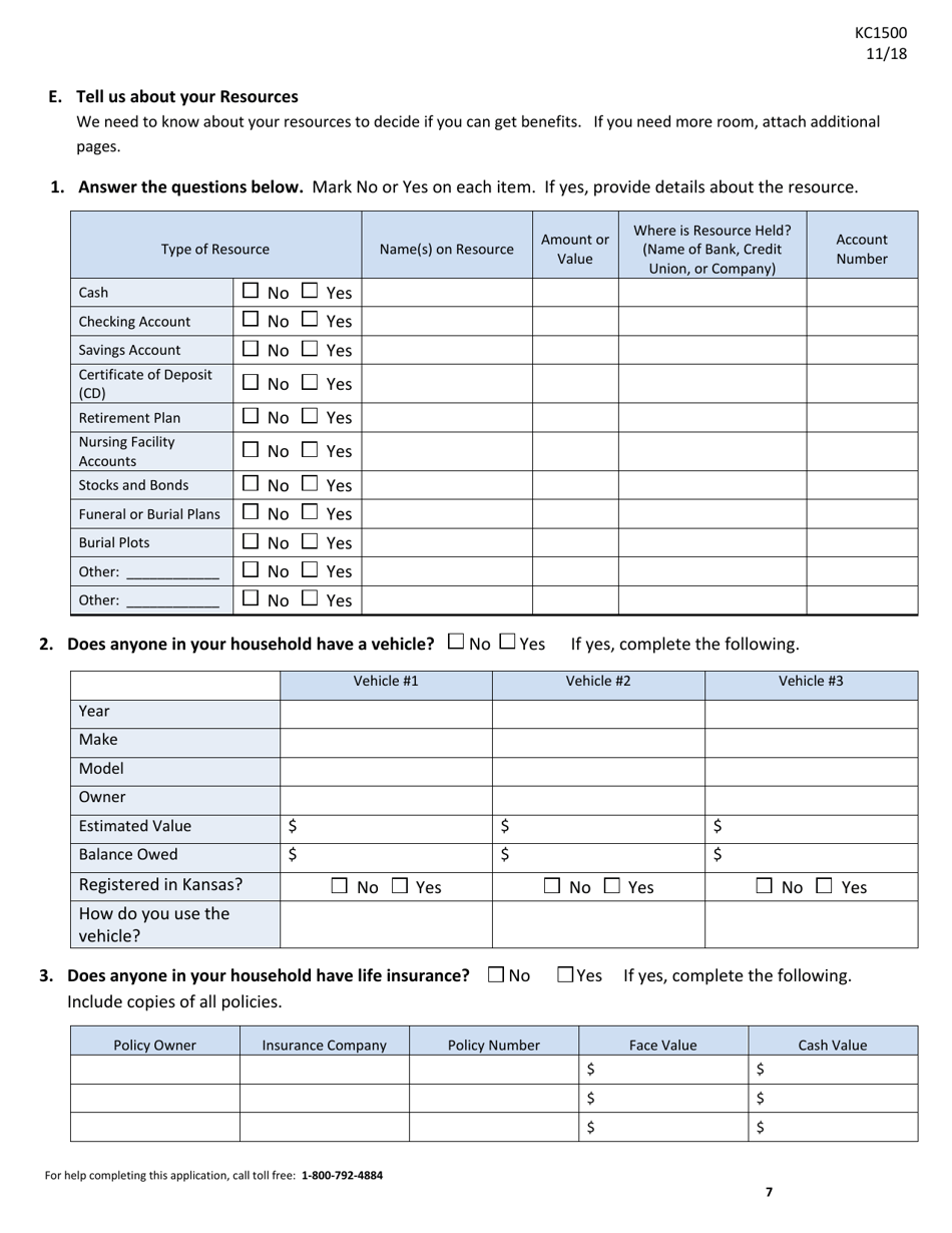 Form KC1500 - Fill Out, Sign Online and Download Printable PDF, Kansas ...