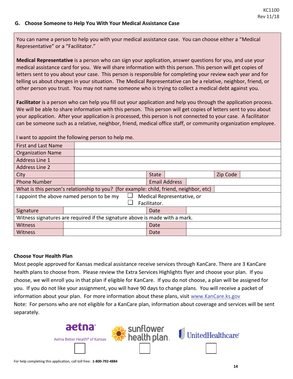 Form KC1100 - Fill Out, Sign Online and Download Printable PDF, Kansas ...