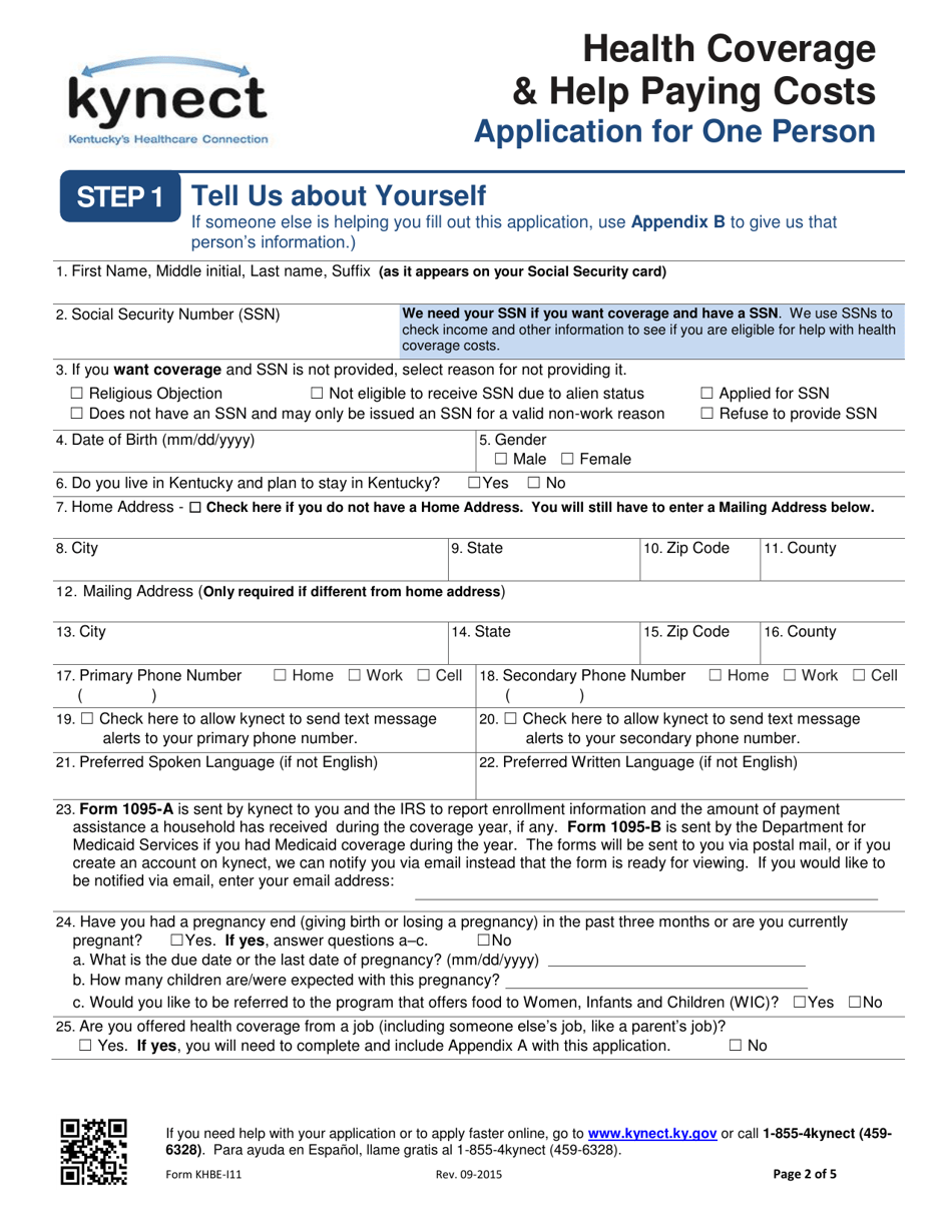 Form KHBE-I11 Health Coverage  Help Paying Costs - Application for One Person - Kentucky, Page 2