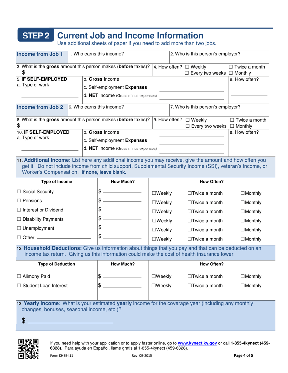 Form KHBE-I11 Health Coverage  Help Paying Costs - Application for One Person - Kentucky, Page 4