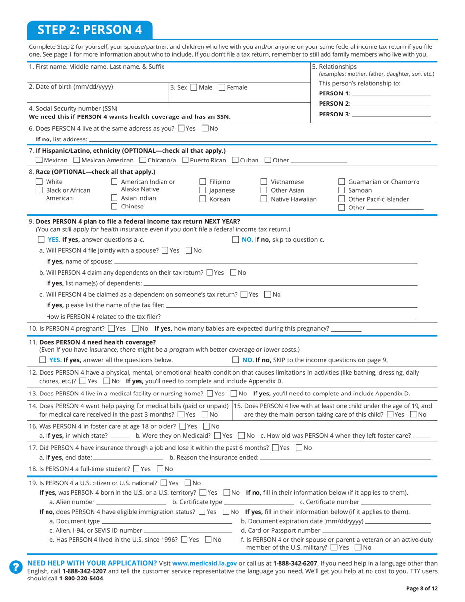 BHSF Form 1-A Application for Health Coverage - Louisiana, Page 10