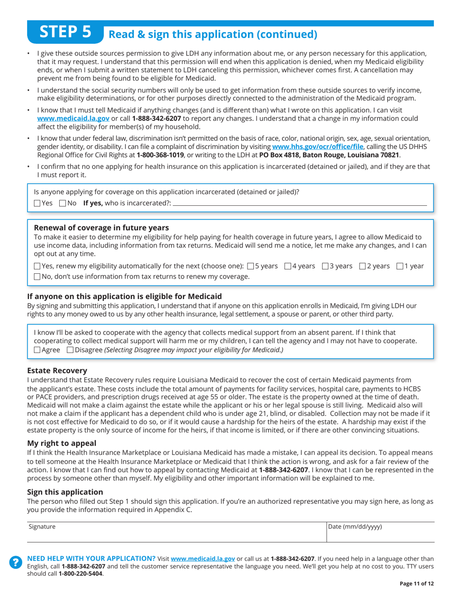 BHSF Form 1-A Application for Health Coverage - Louisiana, Page 13