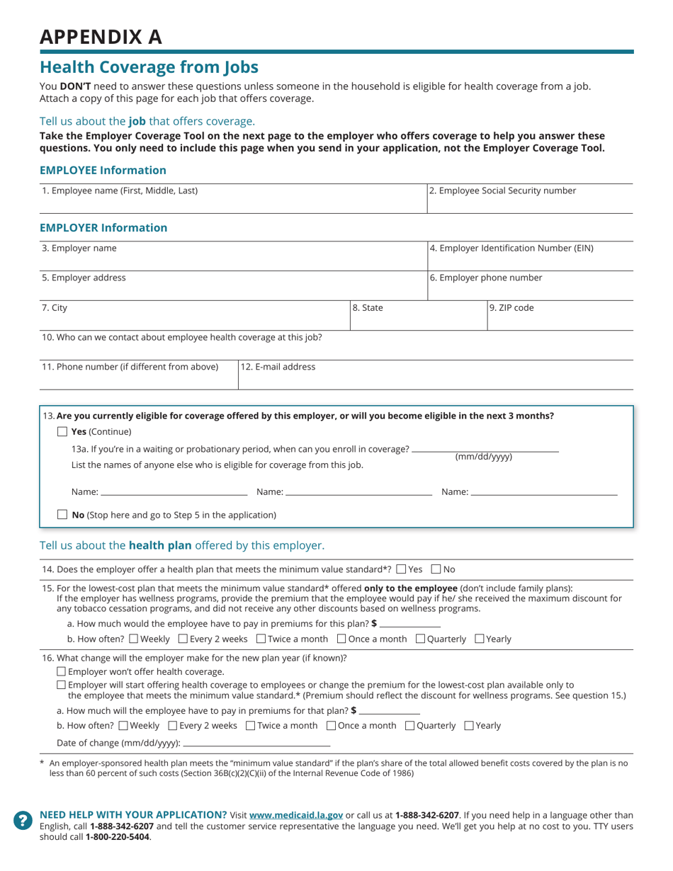 BHSF Form 1-A Application for Health Coverage - Louisiana, Page 15
