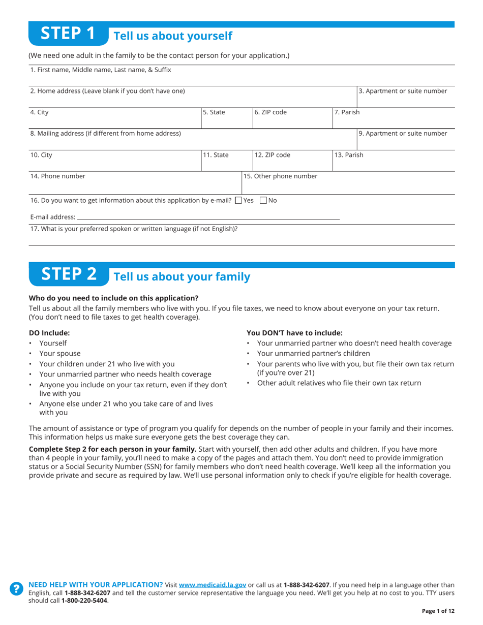 BHSF Form 1-A Application for Health Coverage - Louisiana, Page 3