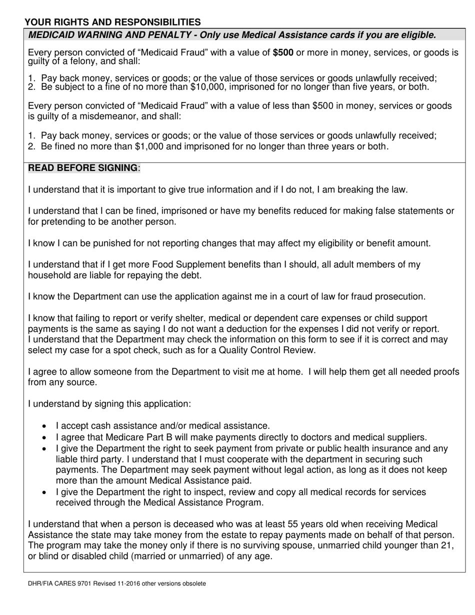 Form DHR / FIA CARES9701 Application for Assistance - Maryland, Page 16