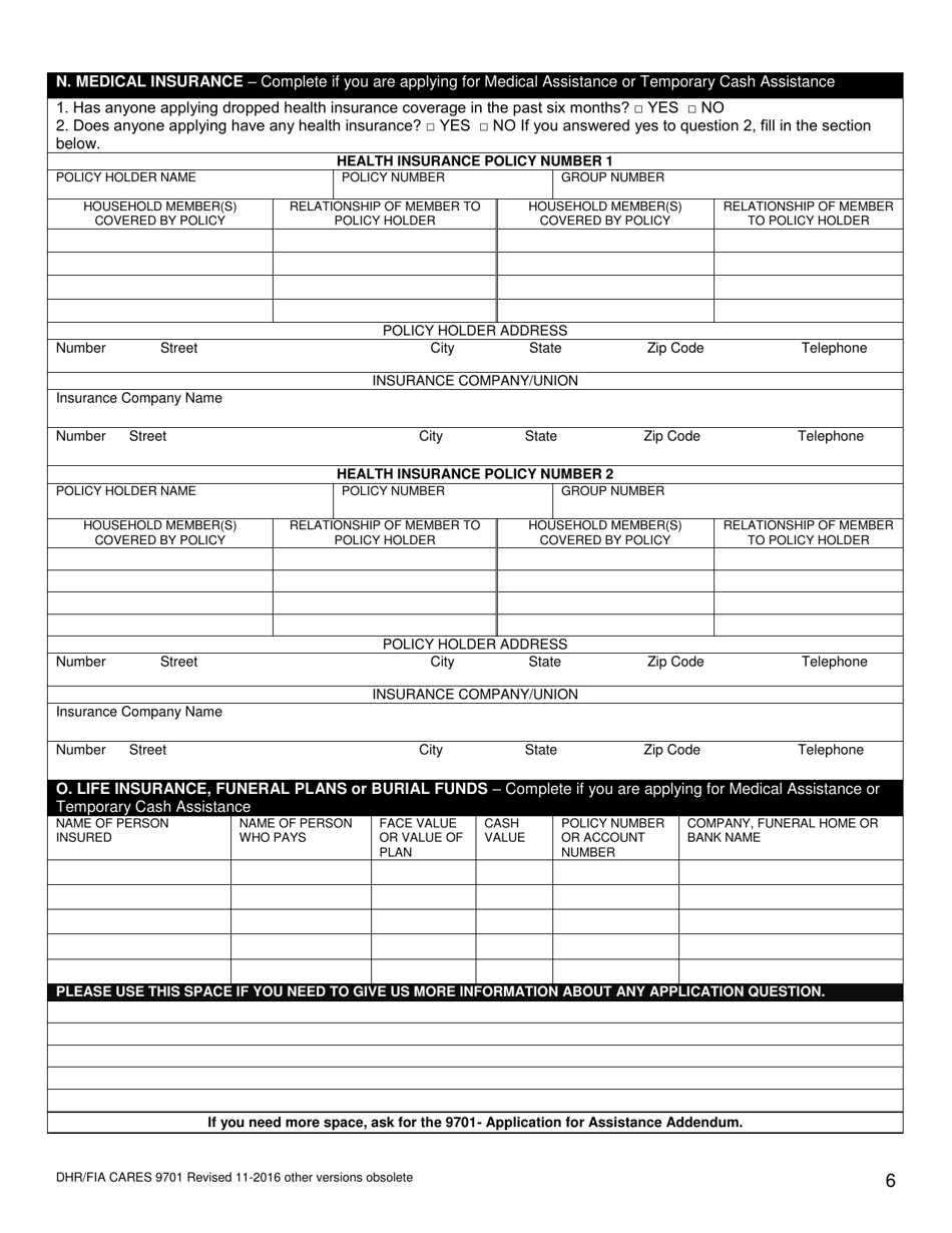 Form DHR/FIA CARES9701 Download Printable PDF or Fill Online ...