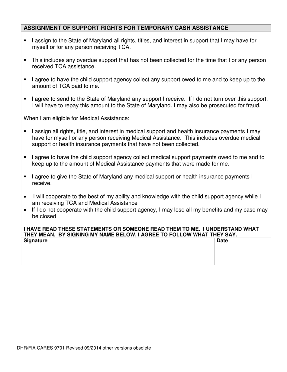 Form DHR / FIA CARES9701 Application for Assistance - Maryland, Page 8