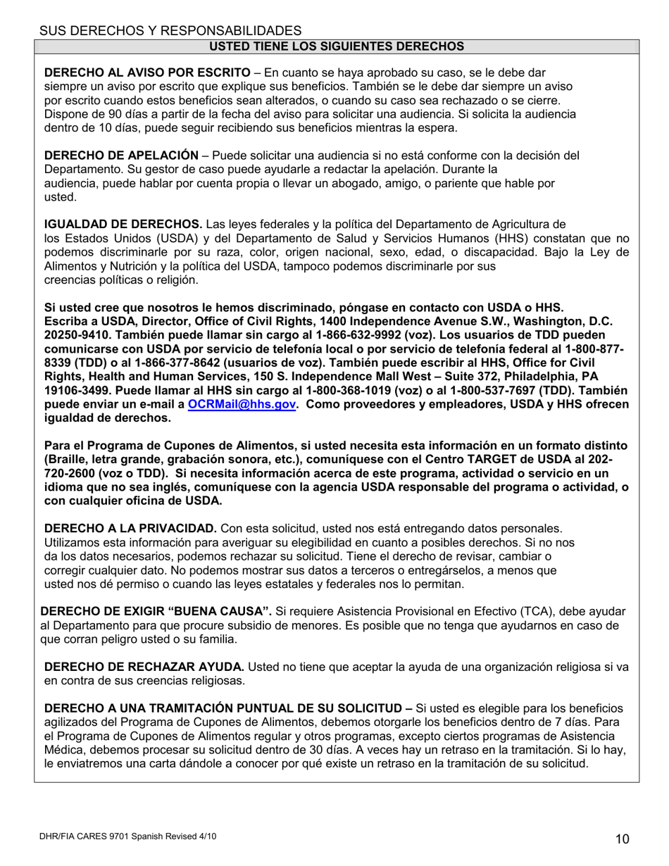 Formulario DHR / FIA CARES9701 Solicitud Para Asistencia - Maryland (Spanish), Page 11