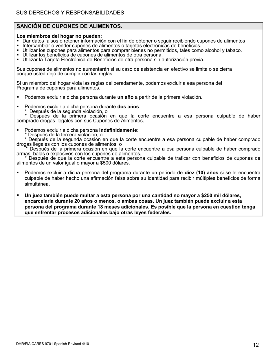 Formulario DHR / FIA CARES9701 Solicitud Para Asistencia - Maryland (Spanish), Page 13