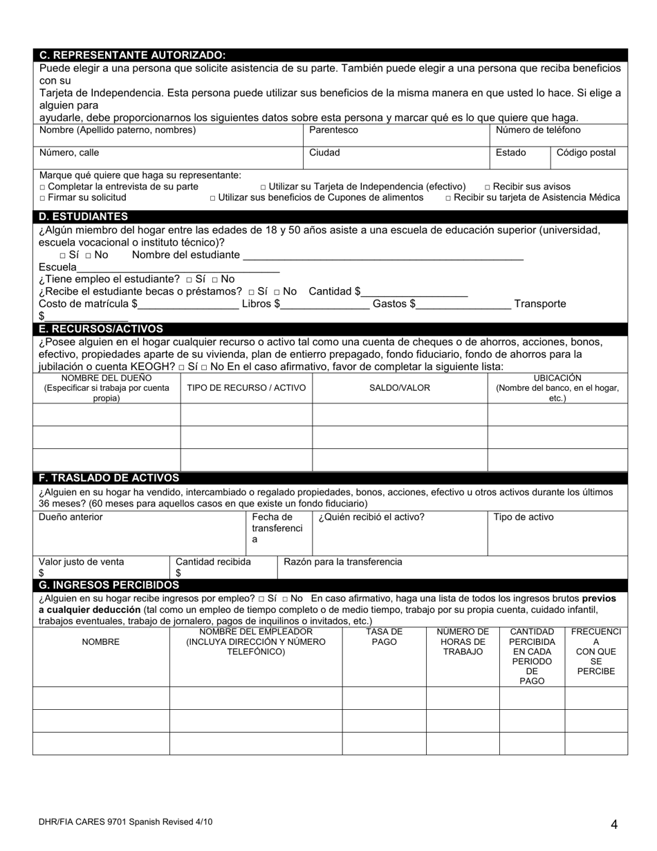 Formulario DHR / FIA CARES9701 Solicitud Para Asistencia - Maryland (Spanish), Page 5