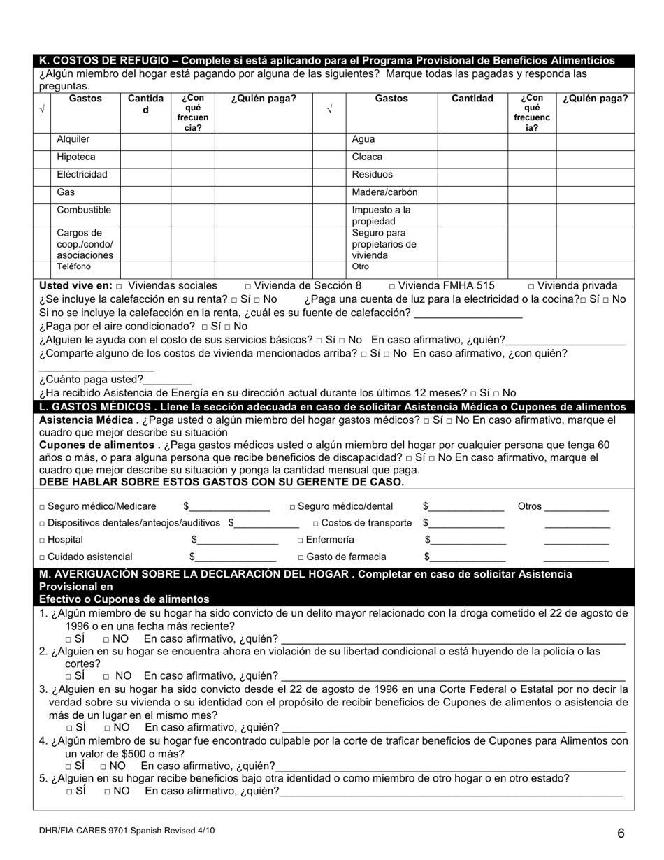 Formulario DHR / FIA CARES9701 Solicitud Para Asistencia - Maryland (Spanish), Page 7