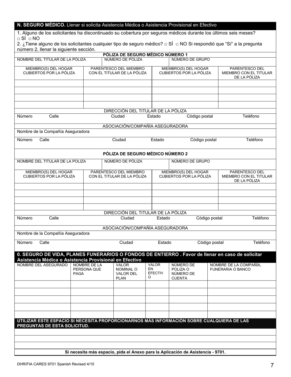 Formulario DHR / FIA CARES9701 Solicitud Para Asistencia - Maryland (Spanish), Page 8