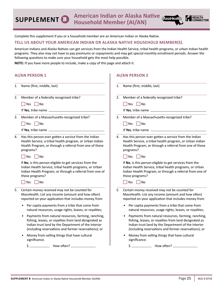 Form ACA-3-0719 Massachusetts Application for Health and Dental Coverage and Help Paying Costs - Massachusetts, Page 27