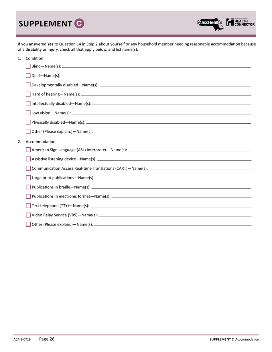 Form ACA-3-0719 Massachusetts Application for Health and Dental Coverage and Help Paying Costs - Massachusetts, Page 28