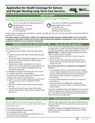Form SACA-2-0320 &quot;Application for Health Coverage for Seniors and People Needing Long-Term-Care Services&quot; - Massachusetts