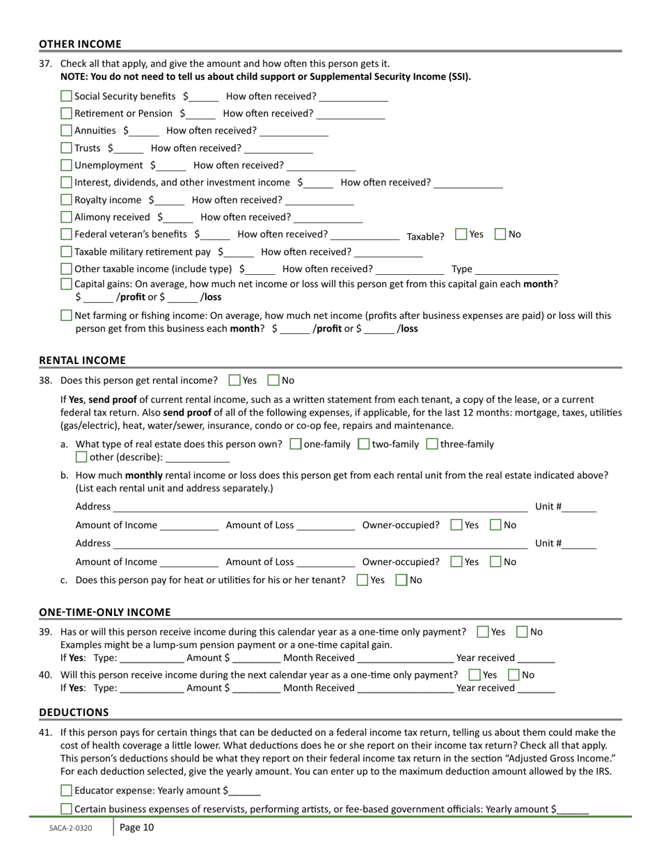 Form SACA-2-0320 Application for Health Coverage for Seniors and People Needing Long-Term-Care Services - Massachusetts, Page 12
