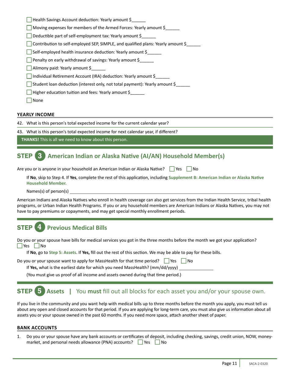Form SACA-2-0320 Application for Health Coverage for Seniors and People Needing Long-Term-Care Services - Massachusetts, Page 13