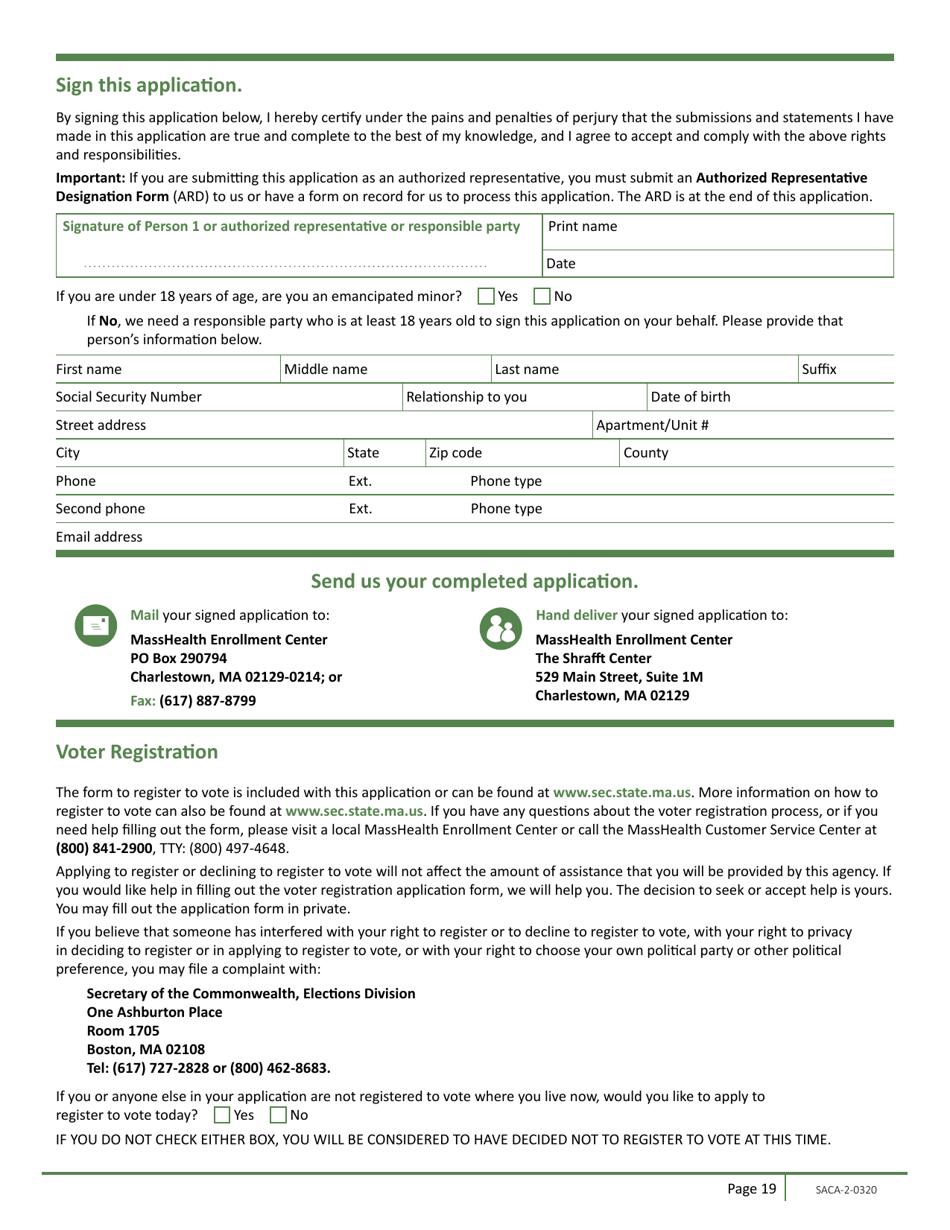 Form SACA-2-0320 Application for Health Coverage for Seniors and People Needing Long-Term-Care Services - Massachusetts, Page 21