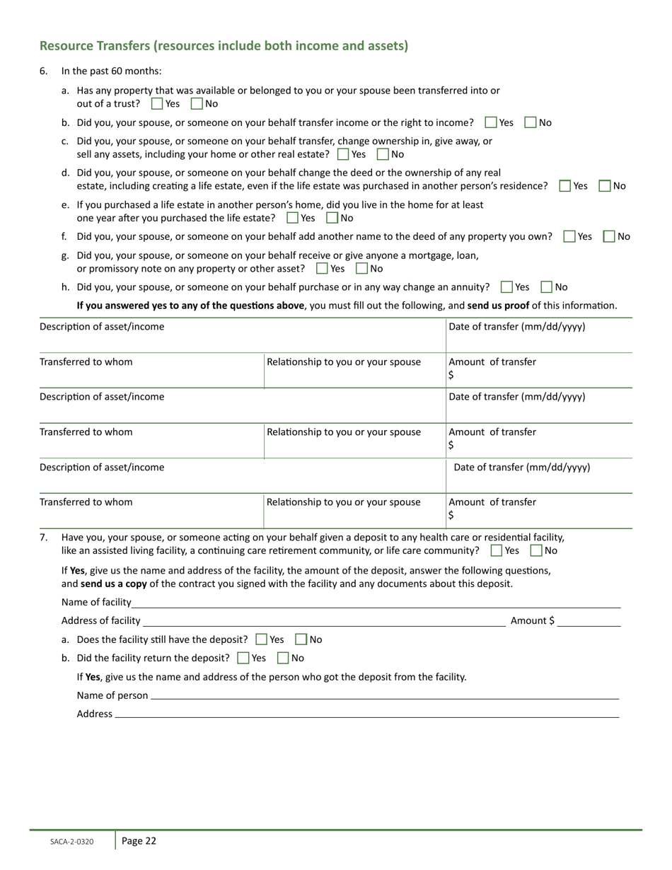 Form SACA-2-0320 Application for Health Coverage for Seniors and People Needing Long-Term-Care Services - Massachusetts, Page 24