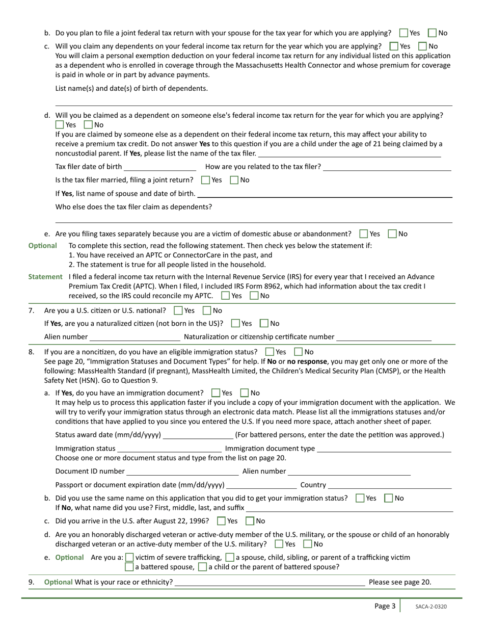 Form SACA-2-0320 Application for Health Coverage for Seniors and People Needing Long-Term-Care Services - Massachusetts, Page 5