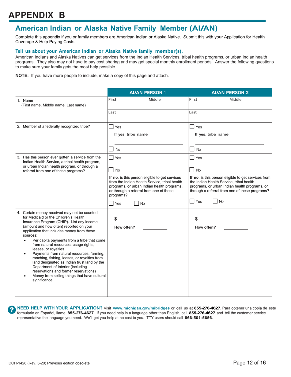 Form DCH-1426 Application for Health Coverage  Help Paying Costs - Michigan, Page 12