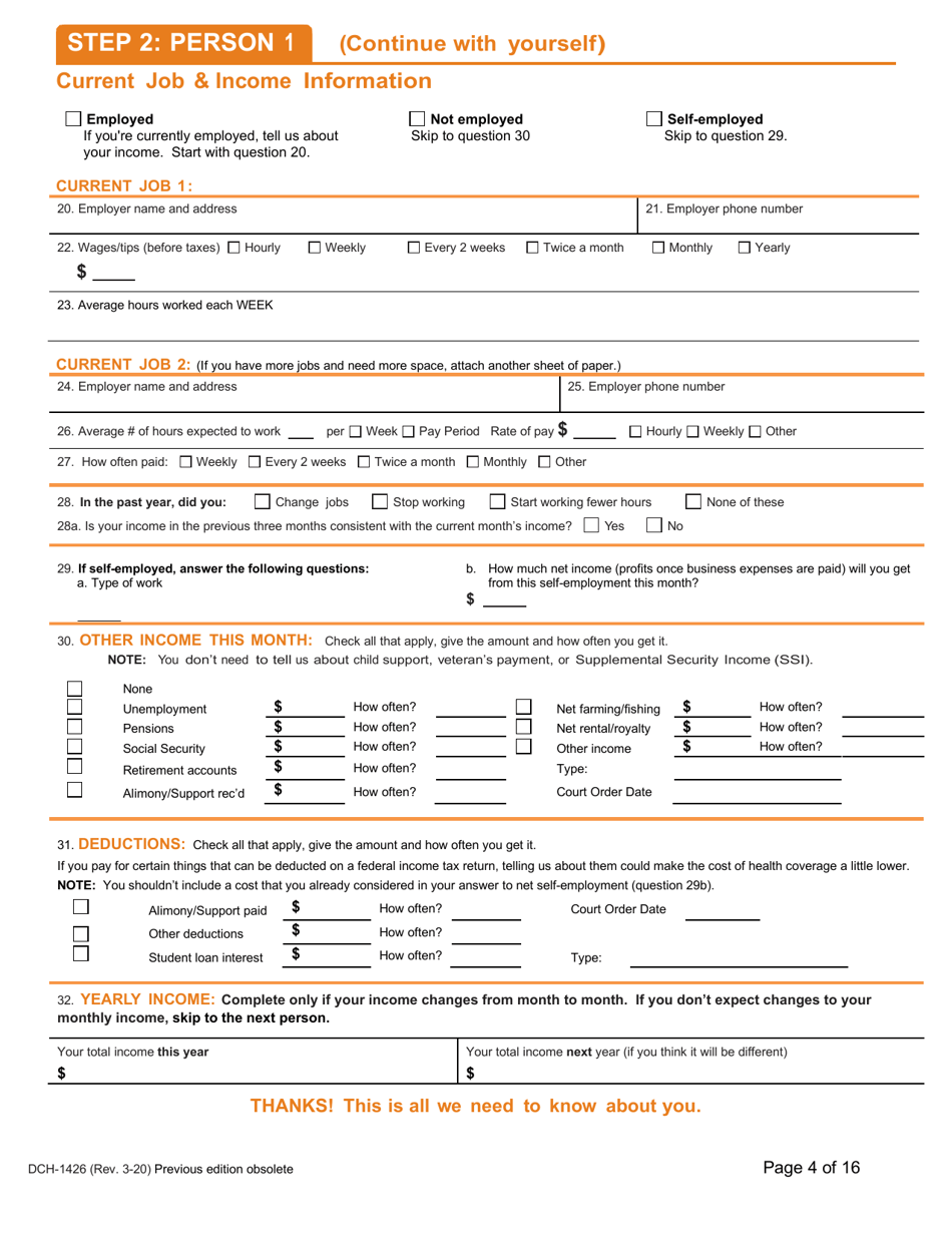 Form DCH-1426 Application for Health Coverage  Help Paying Costs - Michigan, Page 4