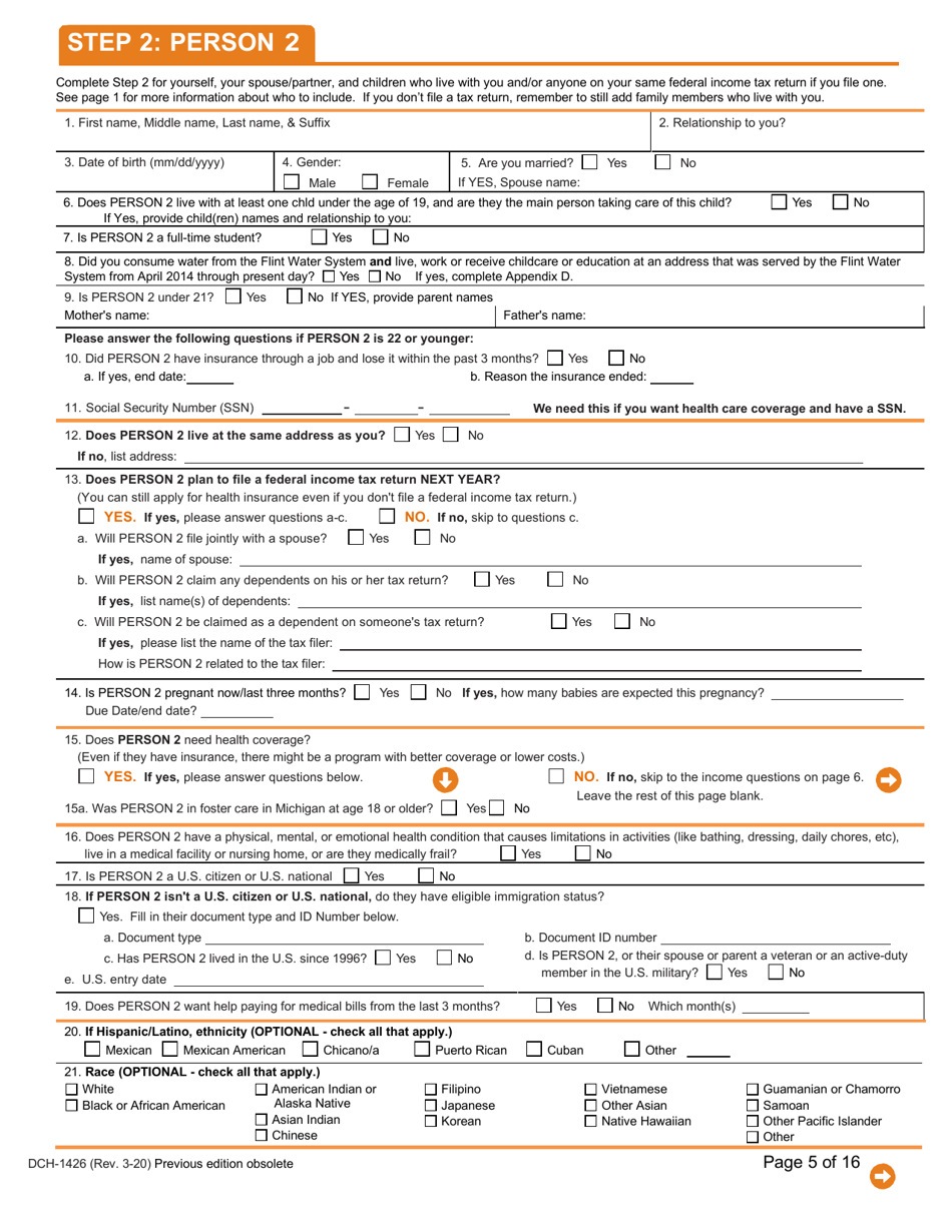 Form DCH-1426 Application for Health Coverage  Help Paying Costs - Michigan, Page 5