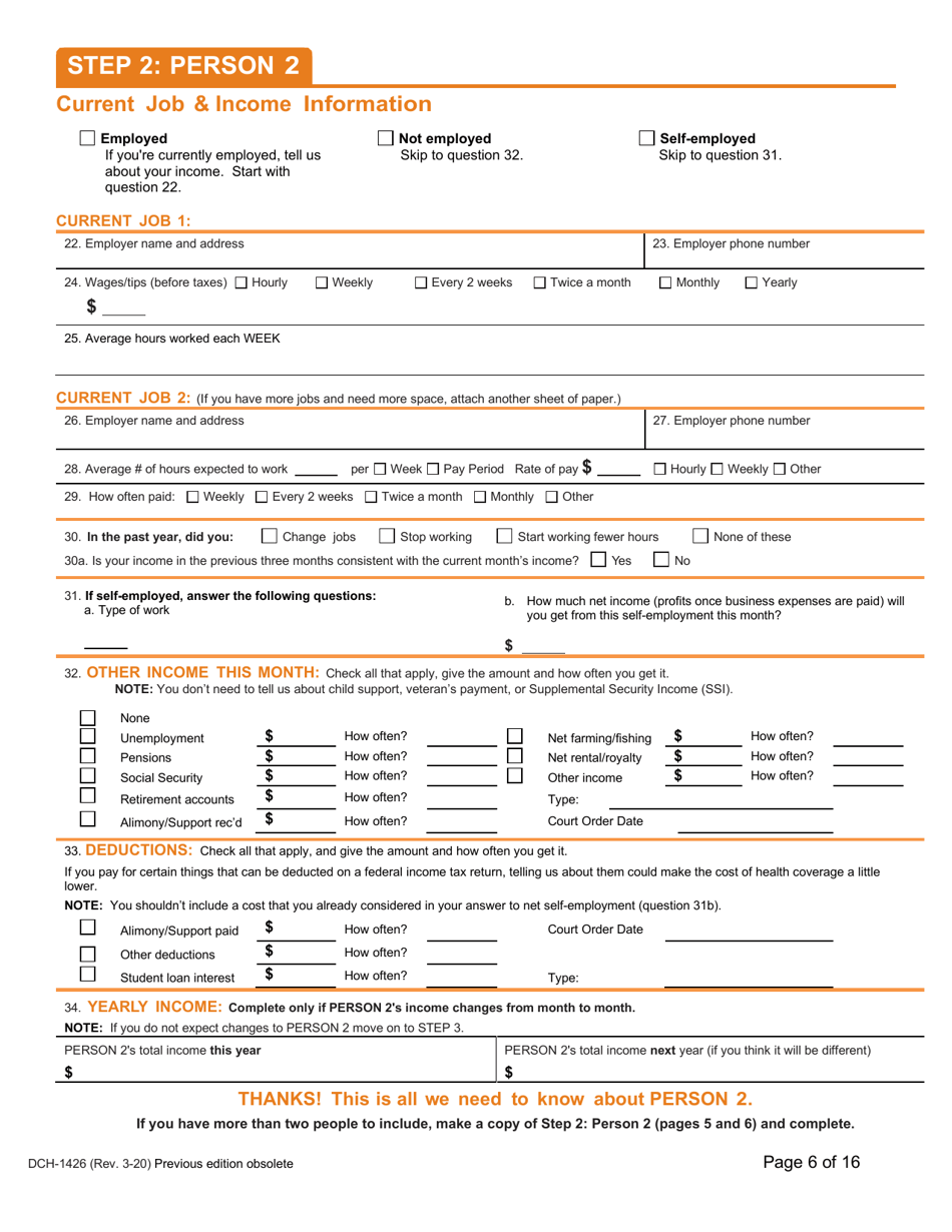 Form DCH-1426 Application for Health Coverage  Help Paying Costs - Michigan, Page 6