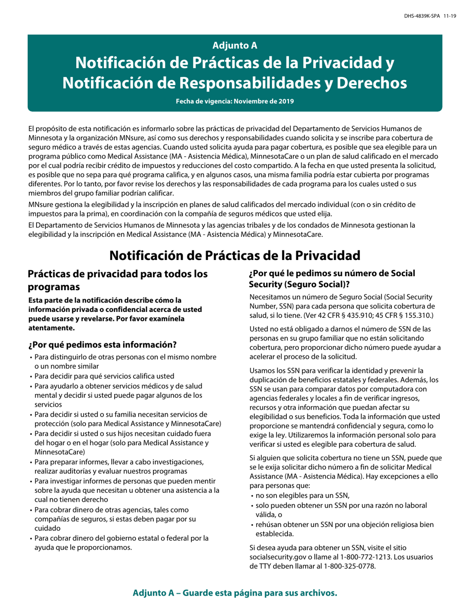 Formulario DHS-6696-SPA Solicitud De Cobertura De Salud Y Ayuda Con El Pago De Costos - Minnesota (Spanish), Page 29