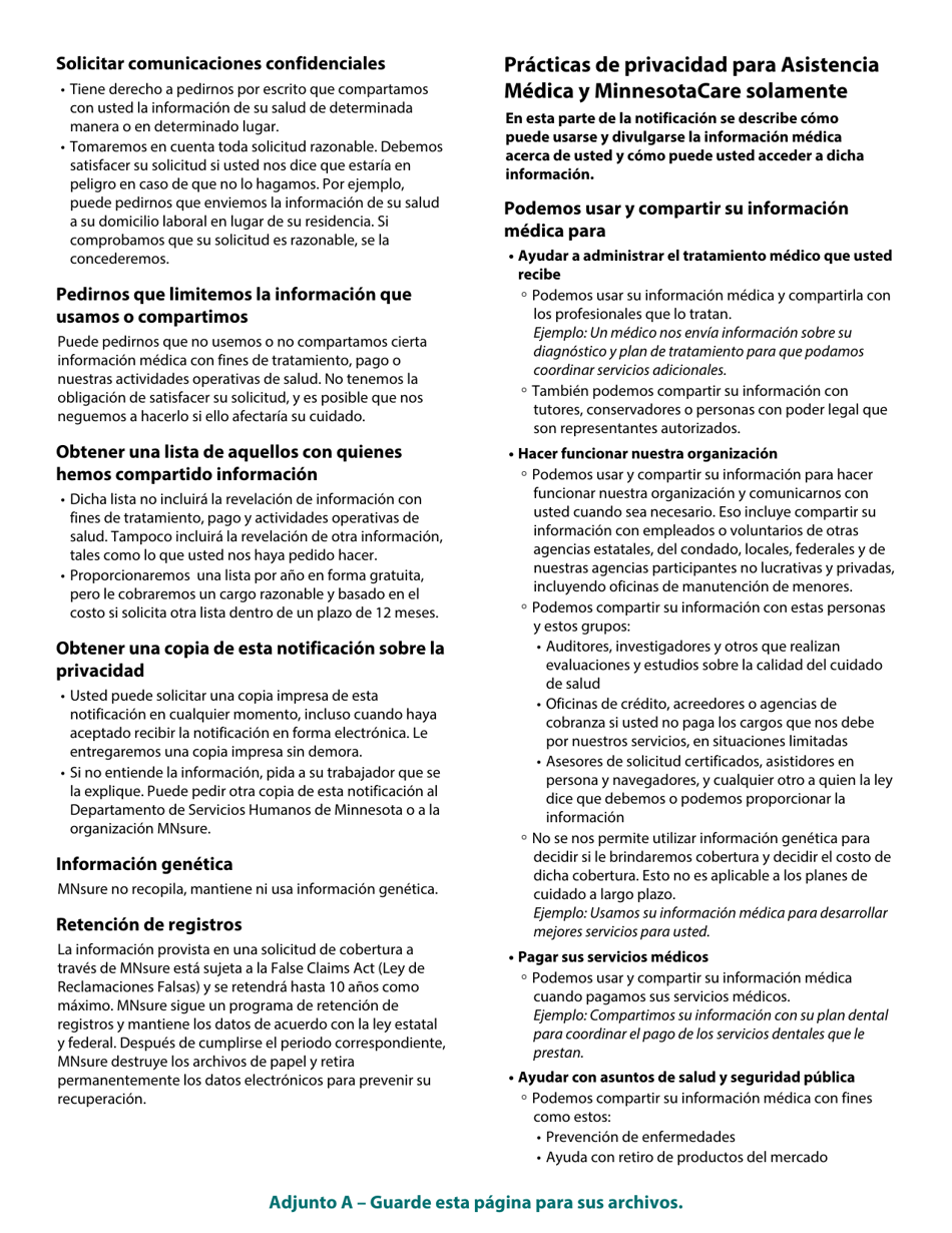 Formulario DHS-6696-SPA Solicitud De Cobertura De Salud Y Ayuda Con El Pago De Costos - Minnesota (Spanish), Page 31