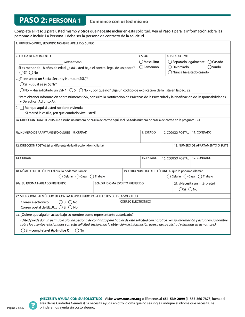 Formulario DHS-6696-SPA Solicitud De Cobertura De Salud Y Ayuda Con El Pago De Costos - Minnesota (Spanish), Page 4