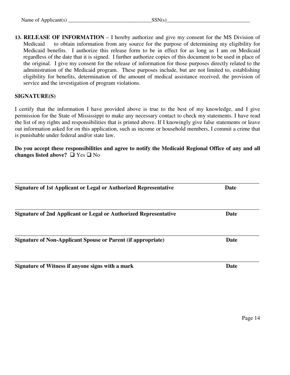 Form DOM-300 Application for Mississippi Medicaid Aged, Blind and Disabled Medicaid Programs - Mississippi, Page 15