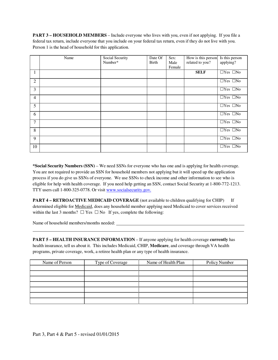 Mississippi Application for Health Benefits (Medicaid, Chip, Help Paying Costs for Health Insurance Coverage) - Mississippi, Page 3