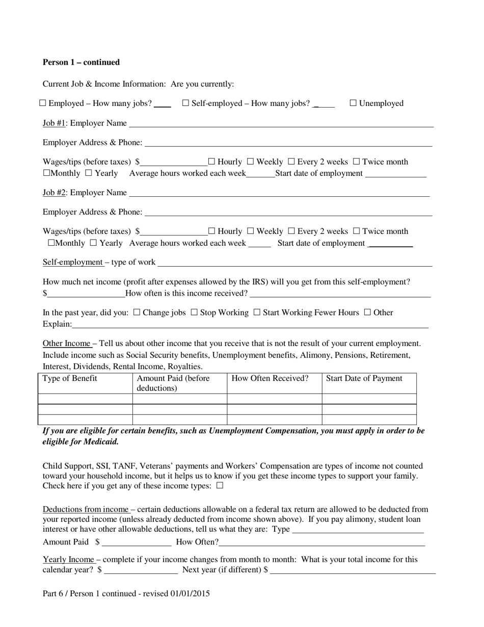 Mississippi Application for Health Benefits (Medicaid, Chip, Help Paying Costs for Health Insurance Coverage) - Mississippi, Page 5