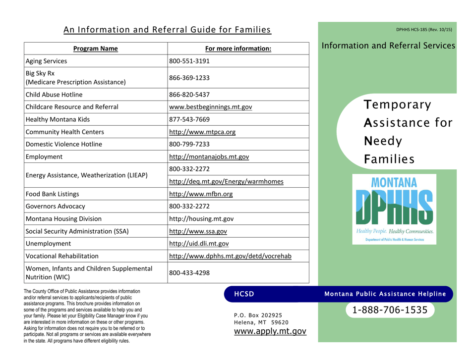 Form DPHHS-HCS-250 Application for Assistance - Montana, Page 18