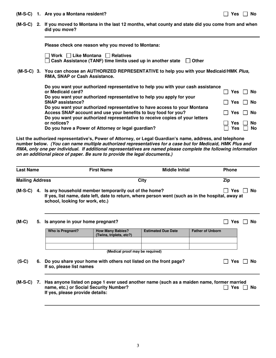 Form DPHHS-HCS-250 Application for Assistance - Montana, Page 4