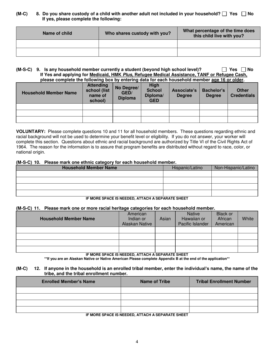 Form DPHHS-HCS-250 Application for Assistance - Montana, Page 5