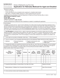 Form MILTC-64 Application for Nebraska Medicaid for Aged and Disabled - Nebraska
