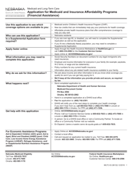 Form MILTC-53 &quot;Application for Medicaid and Insurance Affordability Programs (Financial Assistance)&quot; - Nebraska