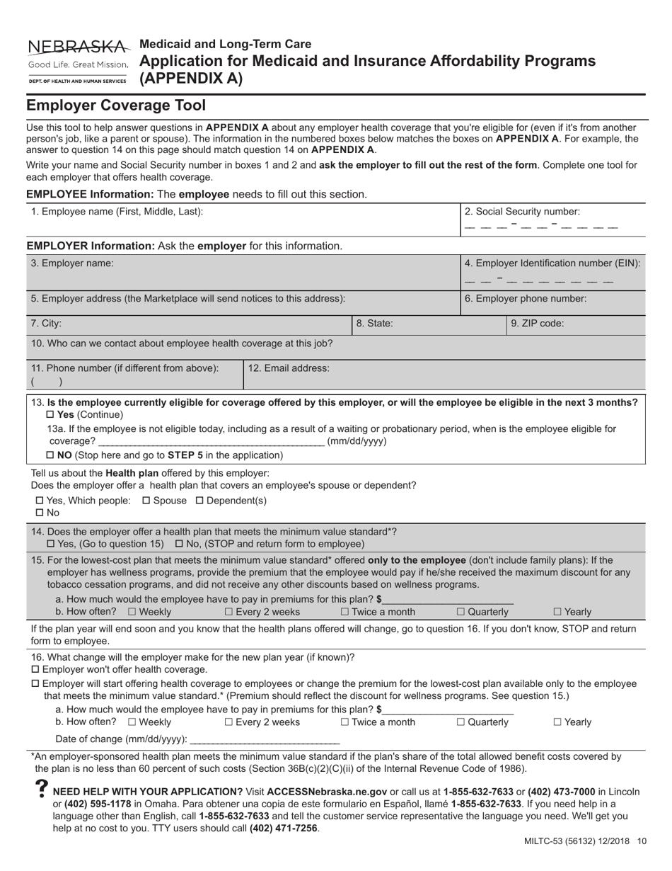 Form MILTC-53 Application for Medicaid and Insurance Affordability Programs (Financial Assistance) - Nebraska, Page 10