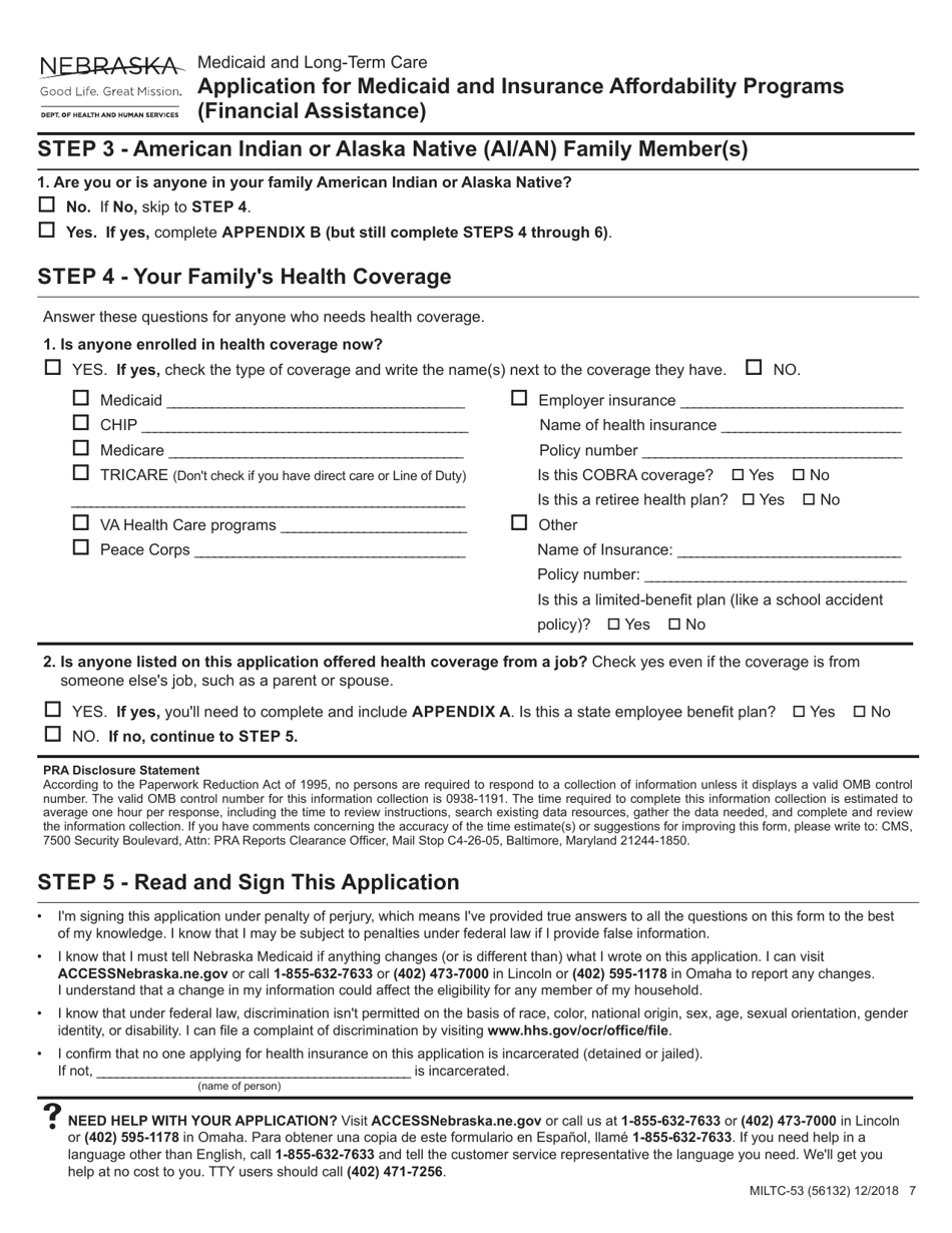 Form MILTC-53 Application for Medicaid and Insurance Affordability Programs (Financial Assistance) - Nebraska, Page 7