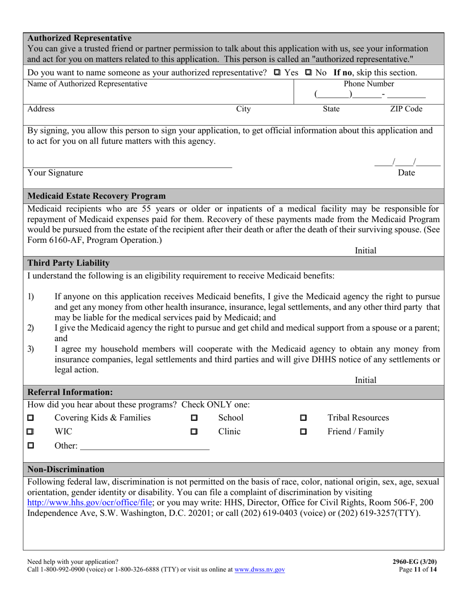 Form 2960-EG Application for Health Insurance - Nevada, Page 11