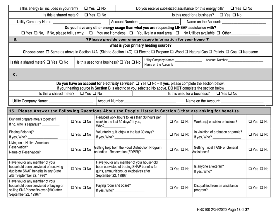 Form HSD100 Application for Assistance - New Mexico, Page 13