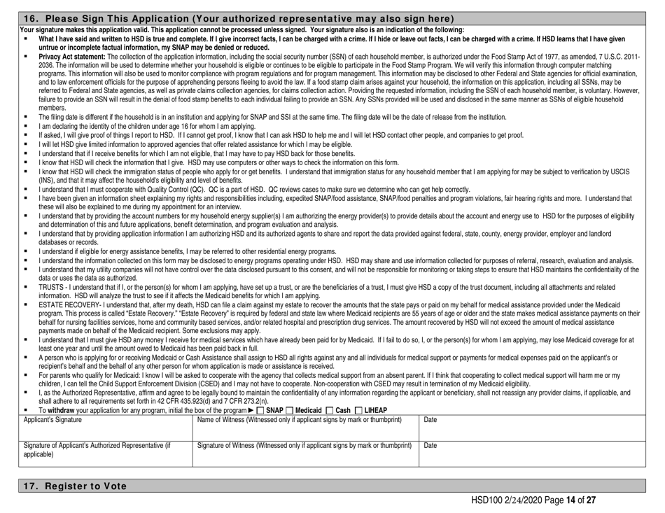Form HSD100 Application for Assistance - New Mexico, Page 14